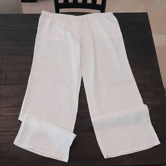 Venus women's pants linen and white size 34 medium great condition with pockets - Picture 1 of 5